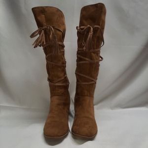 Jelly Pop Courtney Cowboy Style faux suede tan Boots 11